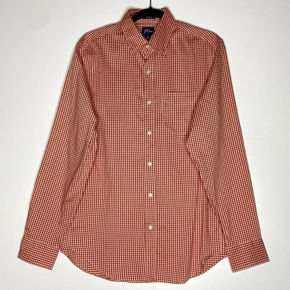 New J. Crew Performance Twill Gingham Plaid Button Down Shirt Men's Size Small